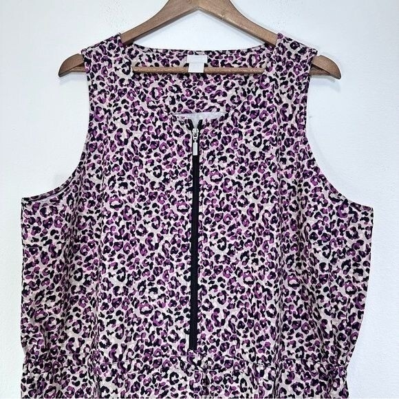 Chico's Zenergy Pink Leopard Printed Active Dress Pockets Summer Casual Cruise - Picture 3 of 6